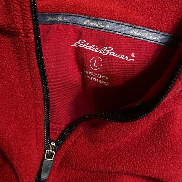 vintage Eddie Bauer quarter-zip pullover, red :: size L - Picture 2 of 3